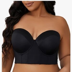 NWT 36C SEA BBOT Women Longline Strapless Bra Full Coverage Corset Bra Black